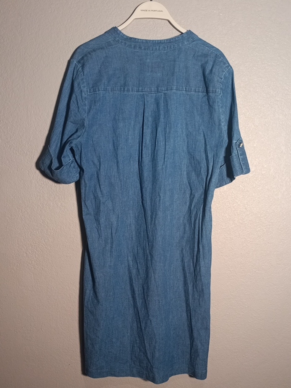 Anne Klein Women's Blue Denim Short-Sleeve Zip Dress - Picture 4 of 7